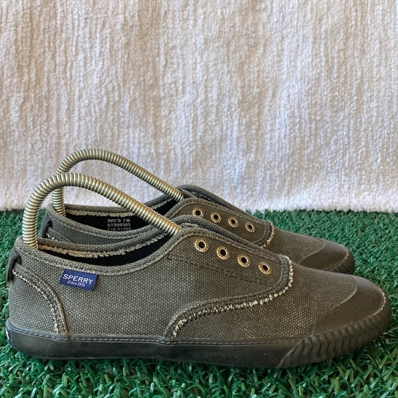 Sperry Womens Grey/Black Laceless Low Slip On Casual Sneakers Shoes SZ US 7 - Picture 1 of 11